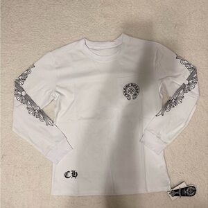 White Long Sleeve Shirt with Black Graphic